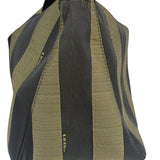 Fendi Green/Black Leather Trim Pequin Stripe Hobo Bag