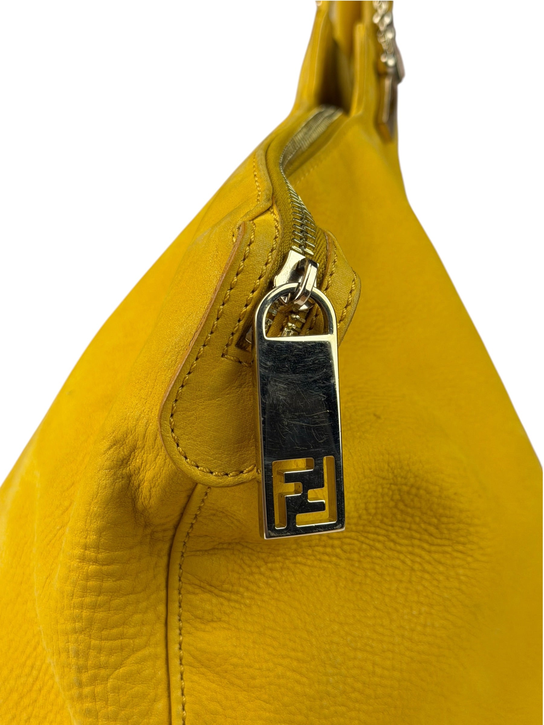 Fendi Yellow Leather Shoulder Bag