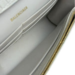 Balenciaga White Crocodile Embossed Hourglass Wallet On Chain
