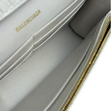 Balenciaga White Crocodile Embossed Hourglass Wallet On Chain