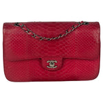Chanel Classic Double Flap Python Bag Pink 2014
