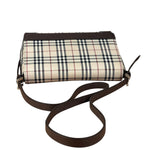 Burberry Vintage Leather Trim House Check Crossbody Flap Bag