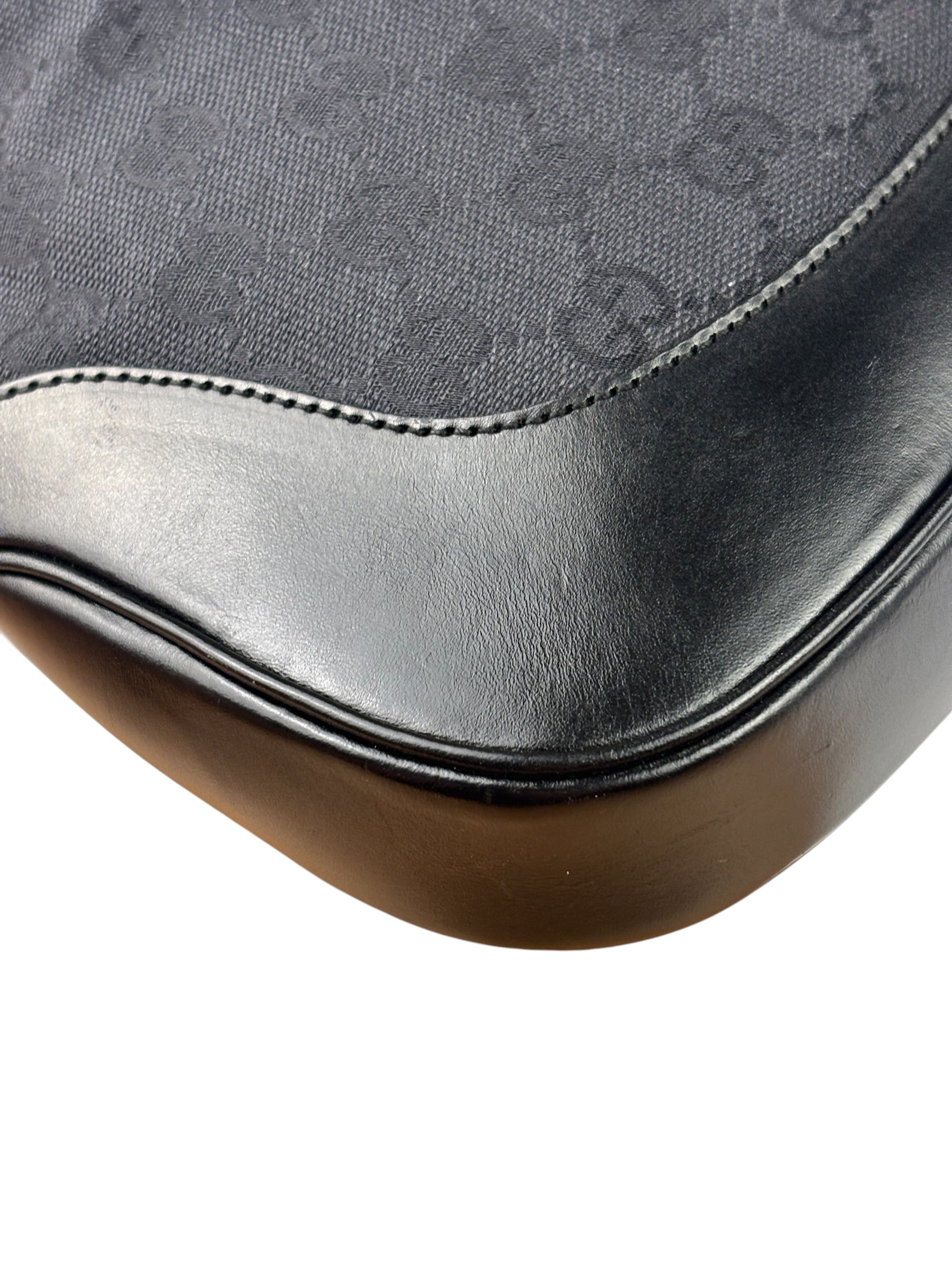 Gucci Black/Grey Leather Trim Jackie Hobo Bag