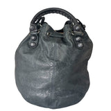 Balenciaga Grey Lambskin Giant Brogues Pompom Two-Way Bag