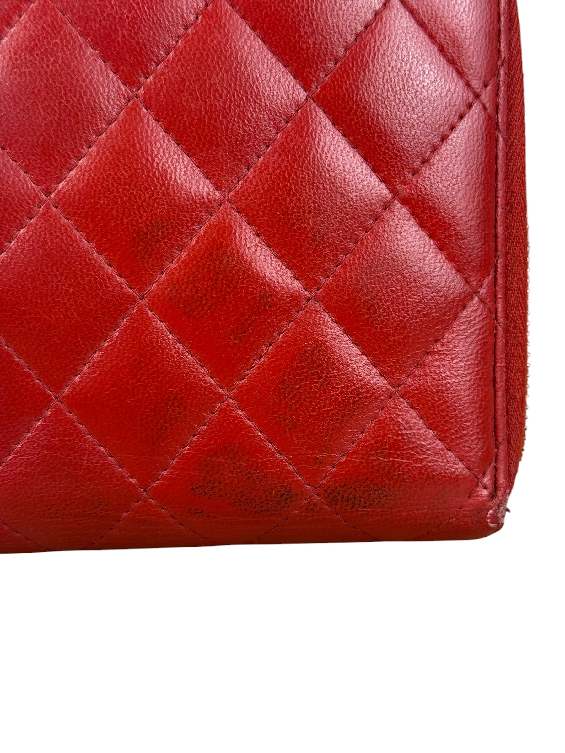 Chanel Red Quilted Leather Long Organizer Wallet 2010