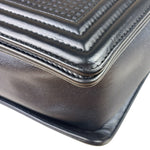 Chanel Navy Lambskin Cube Embossed XL Boy Flap 2013