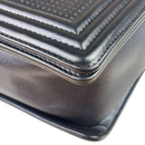 Chanel Navy Lambskin Cube Embossed XL Boy Flap 2013