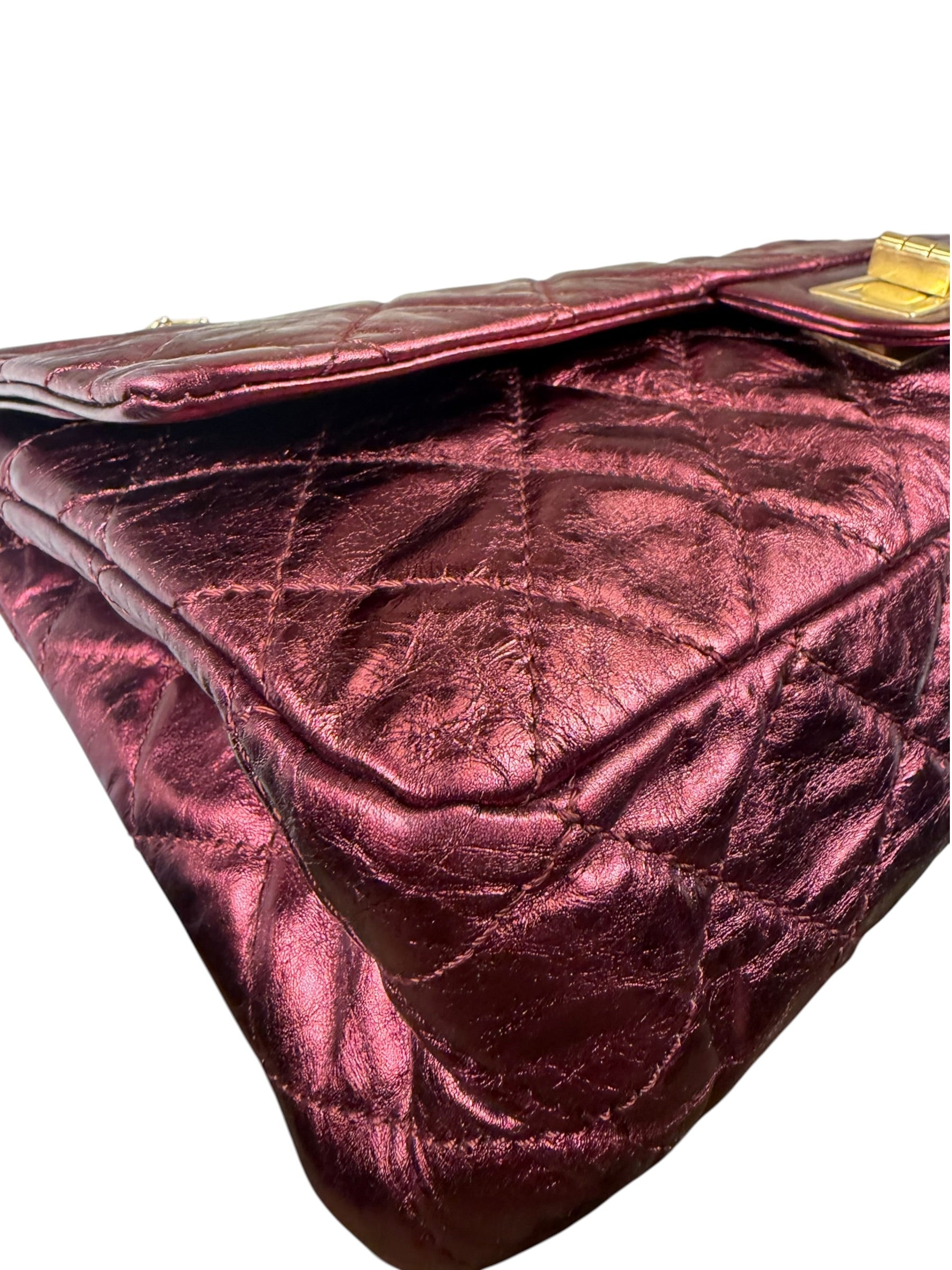 Chanel Patent Burgundy Quilted Leather 2.55 Reissue Double Flap Bag 2008