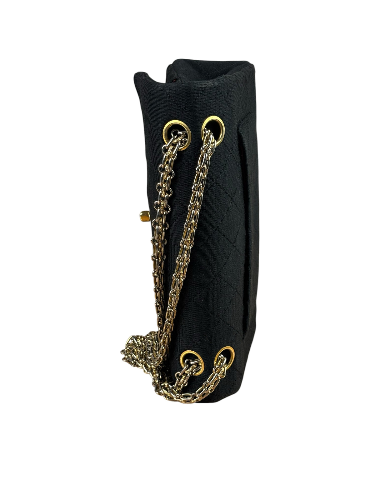 Chanel Classic Black Jersey Quilted Small Double Flap Bag 1988
