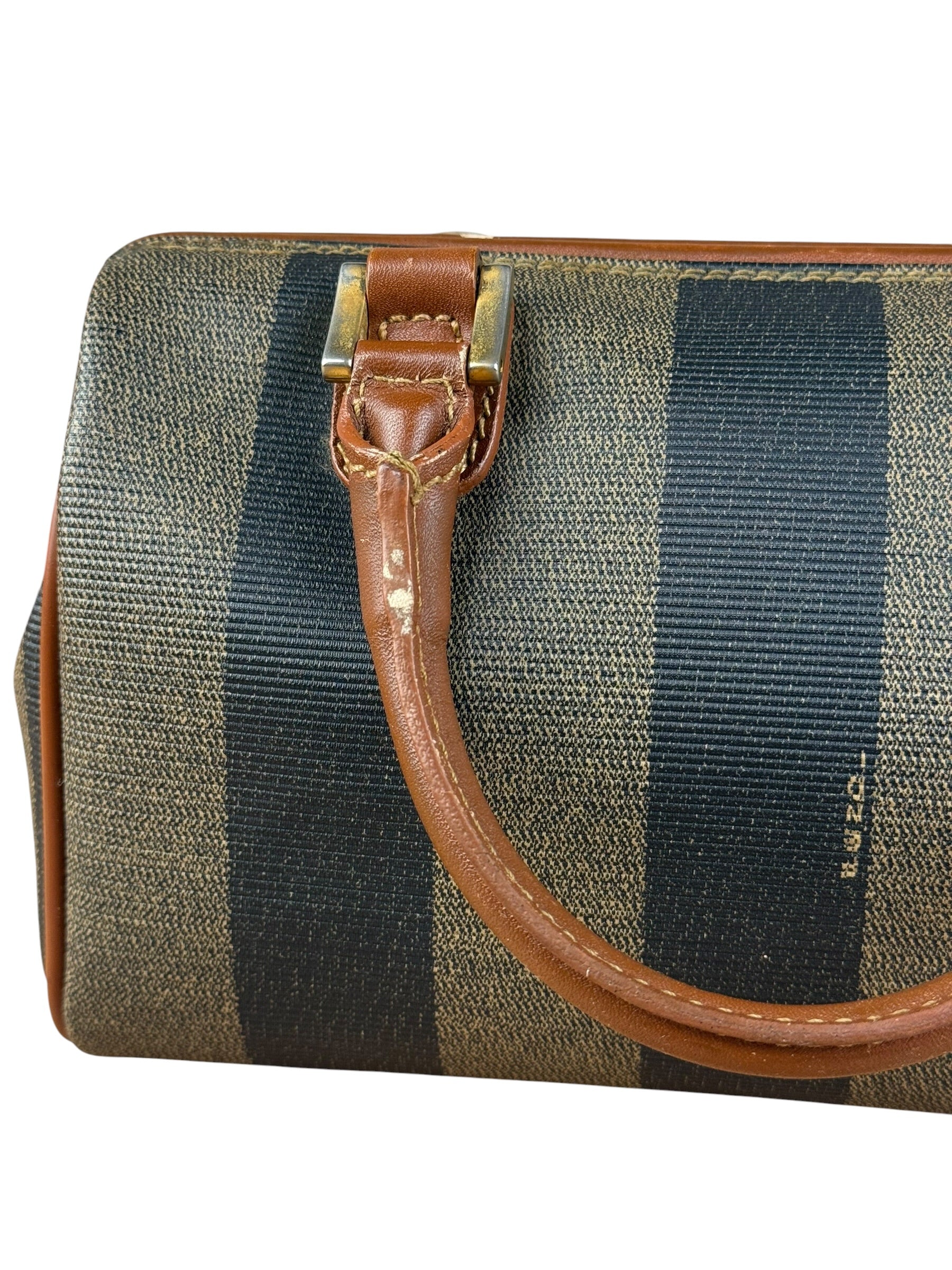 Fendi Vintage Pequin Stripped Nano Boston Bag