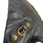 Balenciaga Black Lambskin Motocross Giant 12 Zip Around Flap Clutch