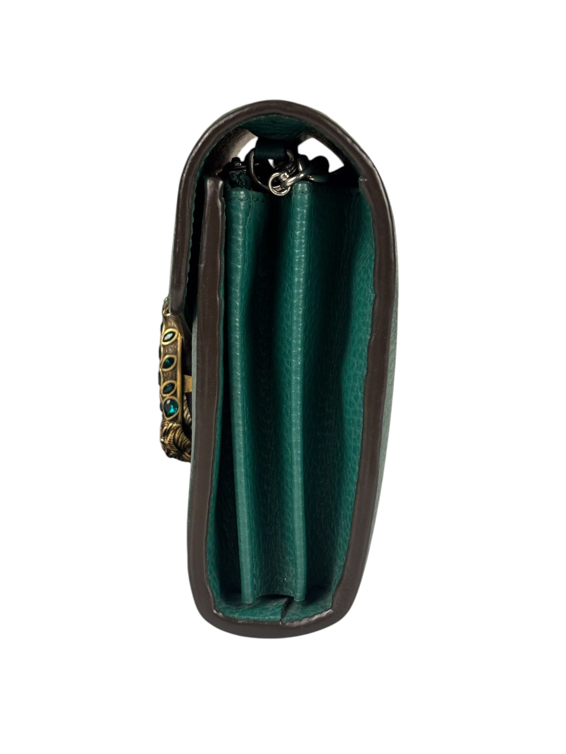 Gucci Green Leather Crystal Embellished Dionysus Chain Bag