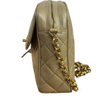 Chanel Tan Brown Quilted Leather Flap Chain Camera Bag
