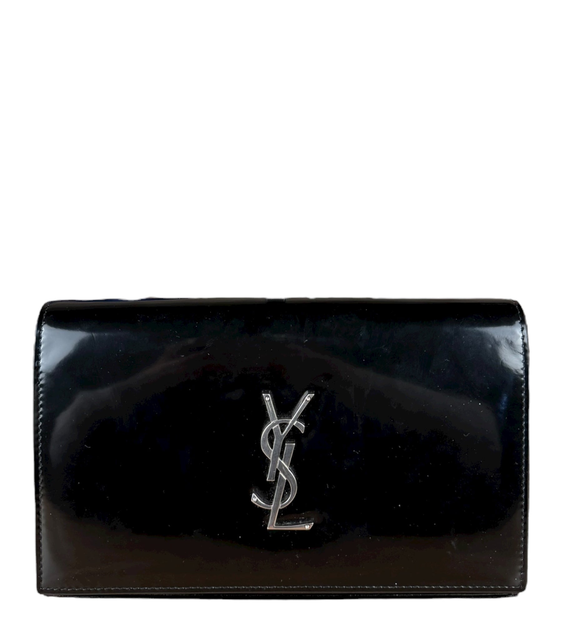 Saint Laurent Cassandre Leather Wallet on Chain Bag Black