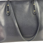 Coach Navy Crossgrain Leather City Zip Shoulder Bag
