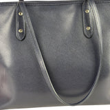 Coach Navy Crossgrain Leather City Zip Shoulder Bag