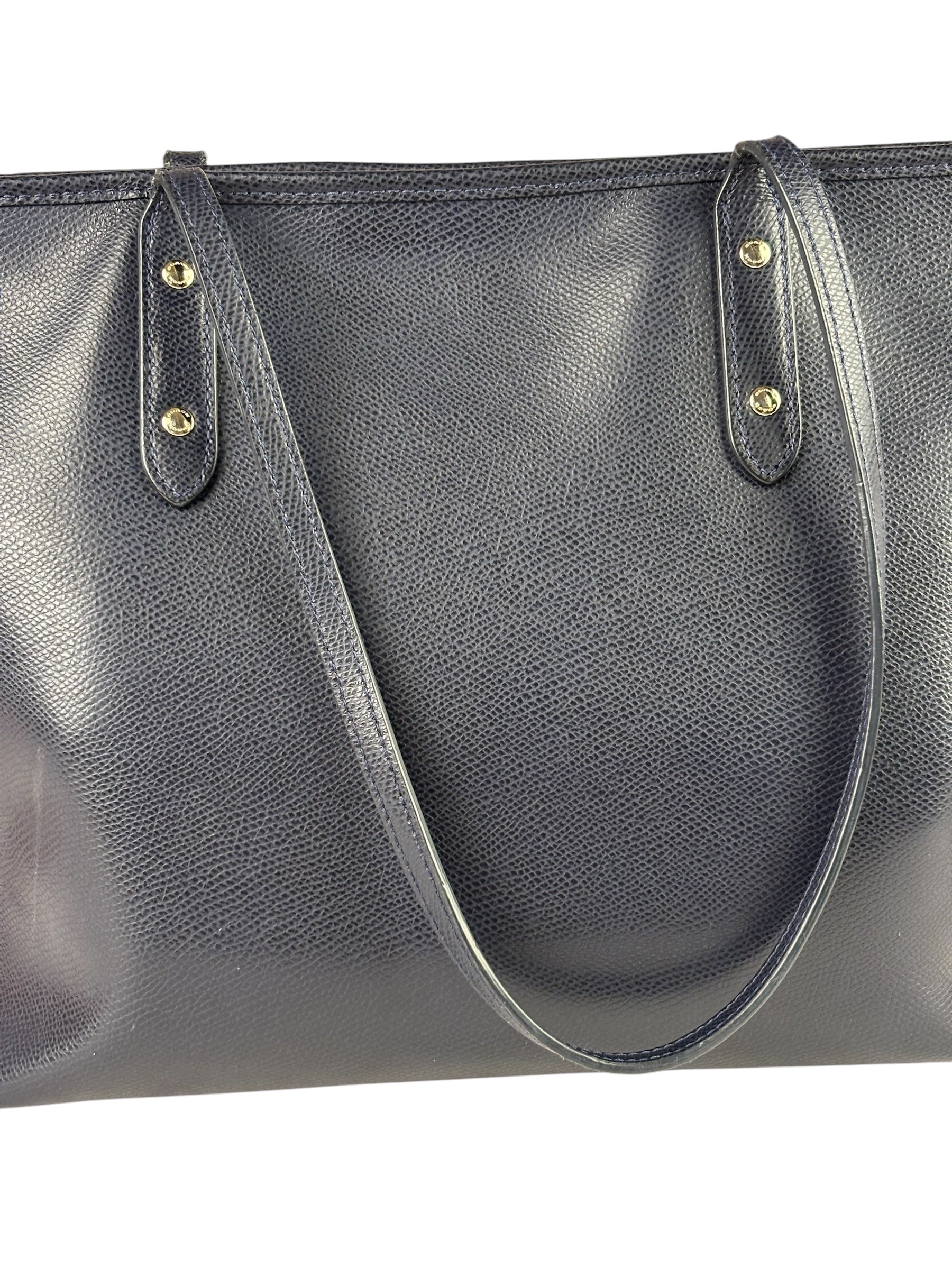 Coach Navy Crossgrain Leather City Zip Shoulder Bag
