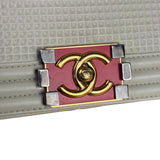 Chanel White Leather Cube Boy Bag 2014