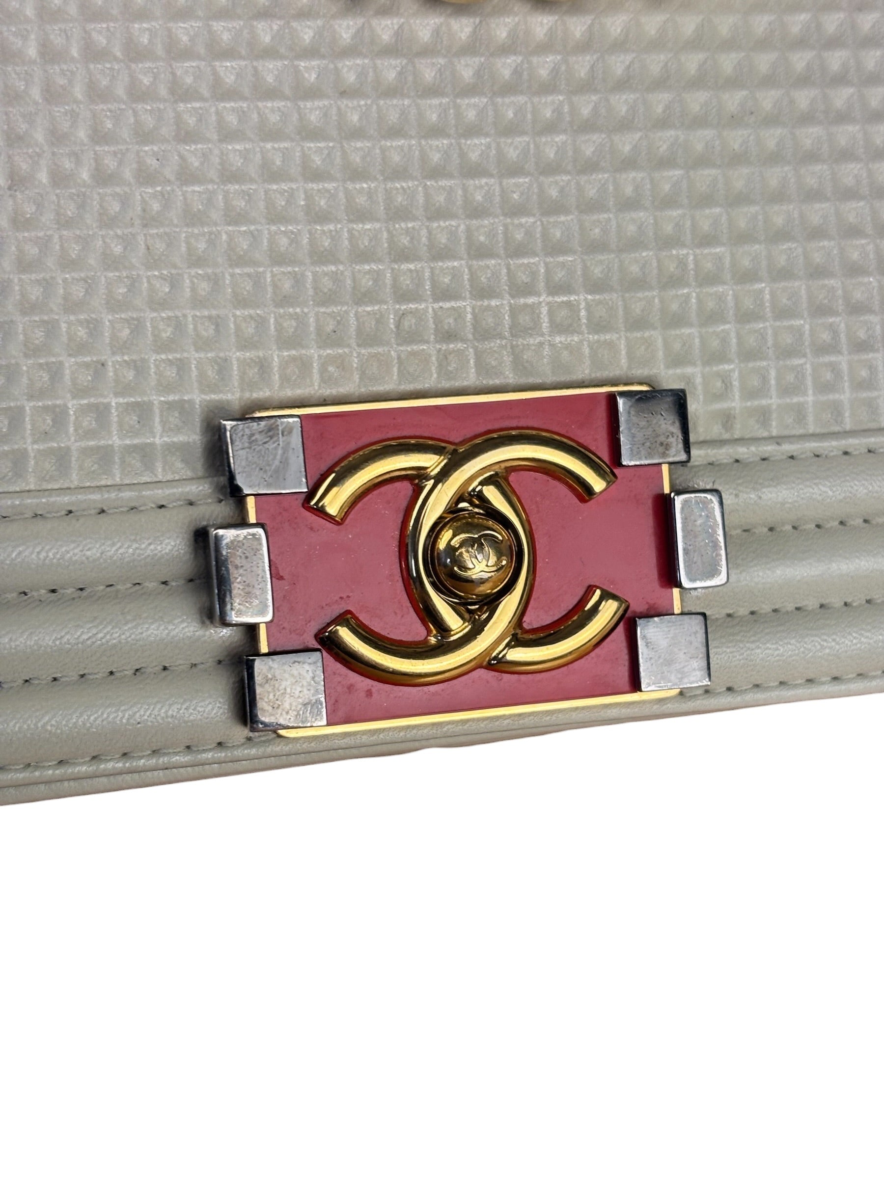 Chanel White Leather Cube Boy Bag 2014