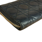 Christian Dior Vintage Black Quilted Leather Zippy Wallet