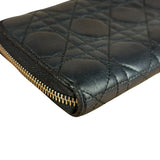 Christian Dior Vintage Black Quilted Leather Zippy Wallet