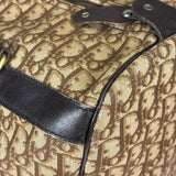 Christian Dior Brown Leather Trim Trotter Boston Handbag