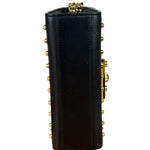 Gucci Small Pearl Studded Leather Padlock Crossbody Black