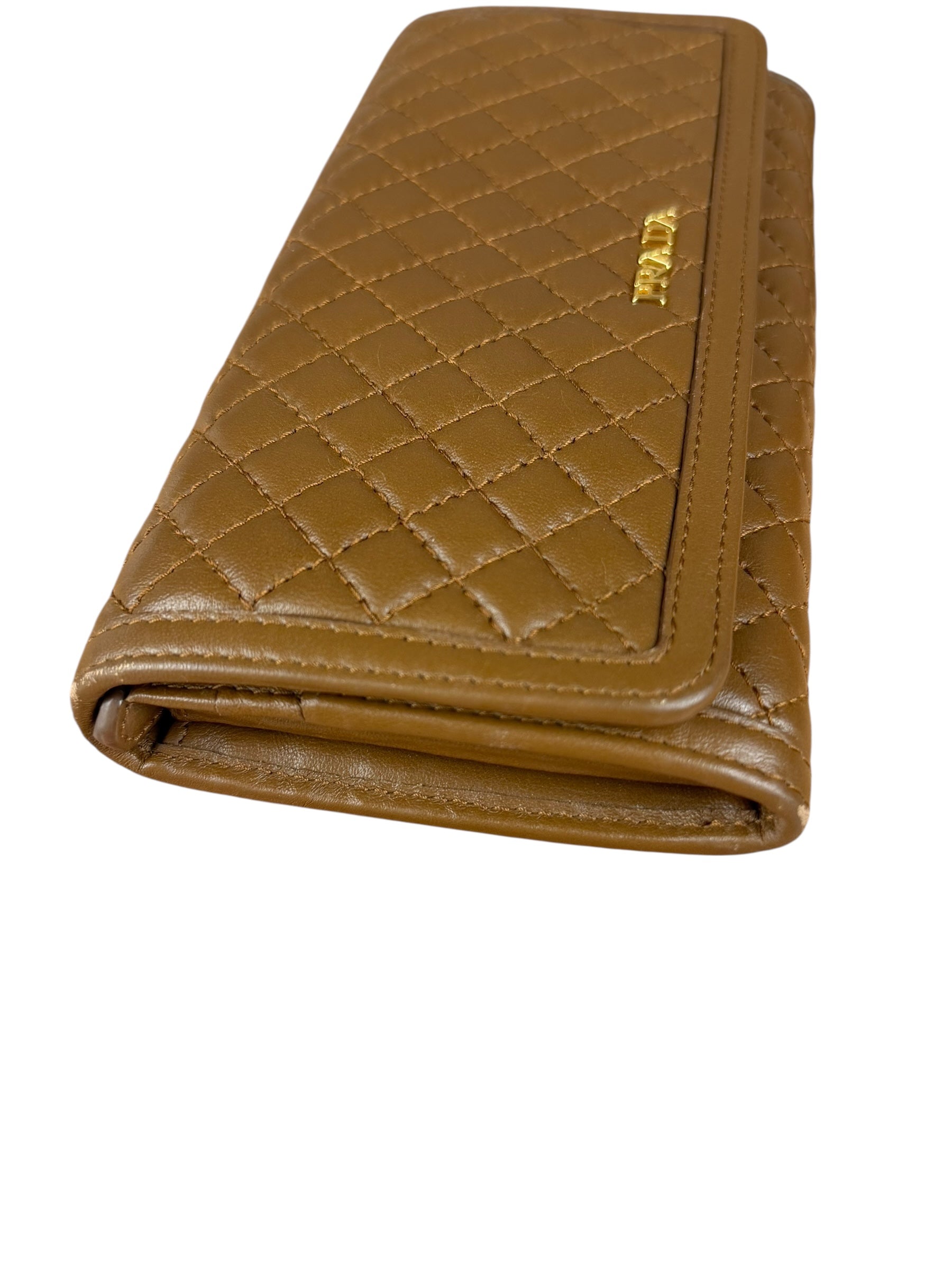 Prada Brown Quilted Leather Long Wallet