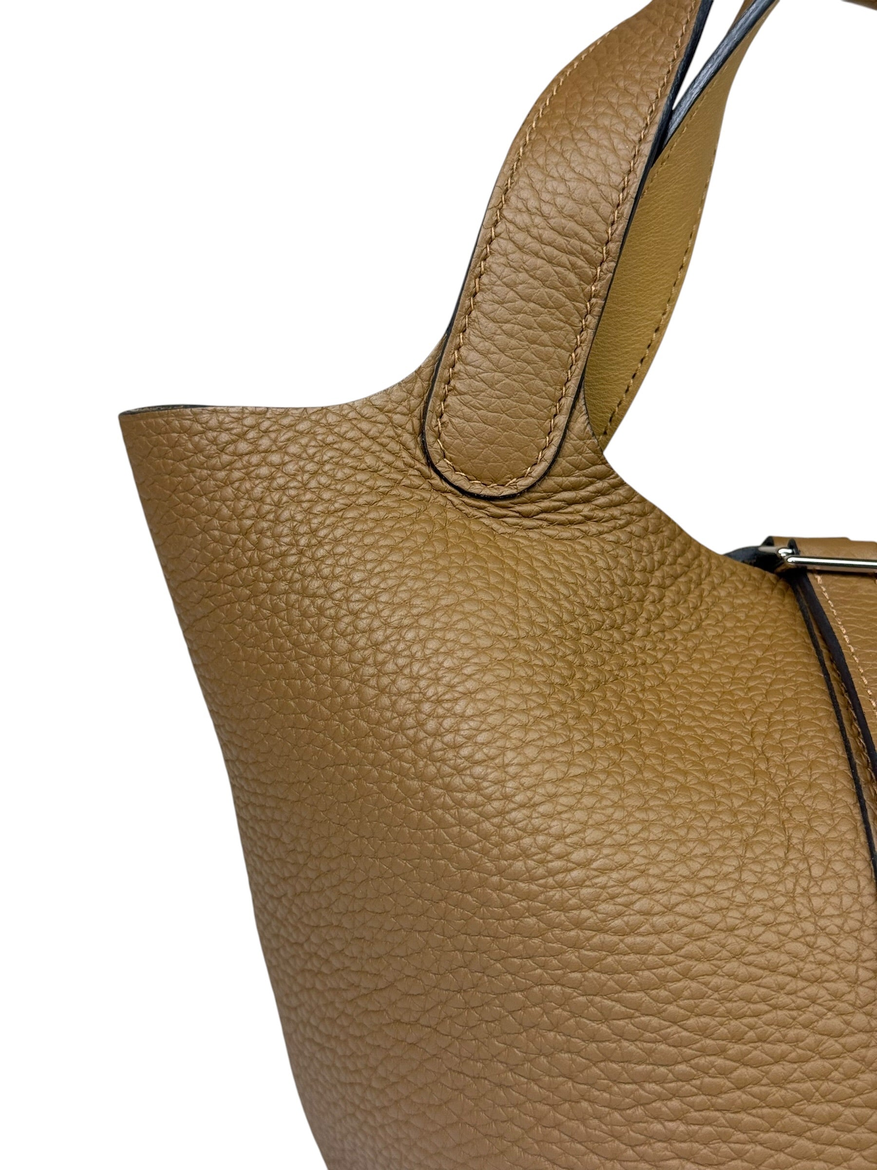 Hermes Brown Taurillon Clemence Leather Picotin 18 Lock Handbag 2021