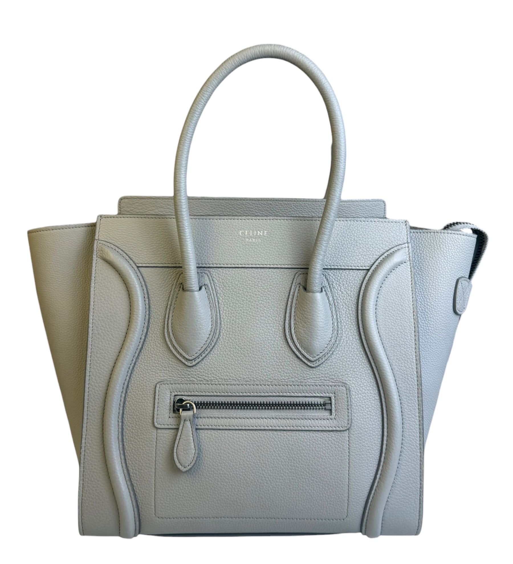 Celine Grey Pebbled Leather Luggage Micro Tote