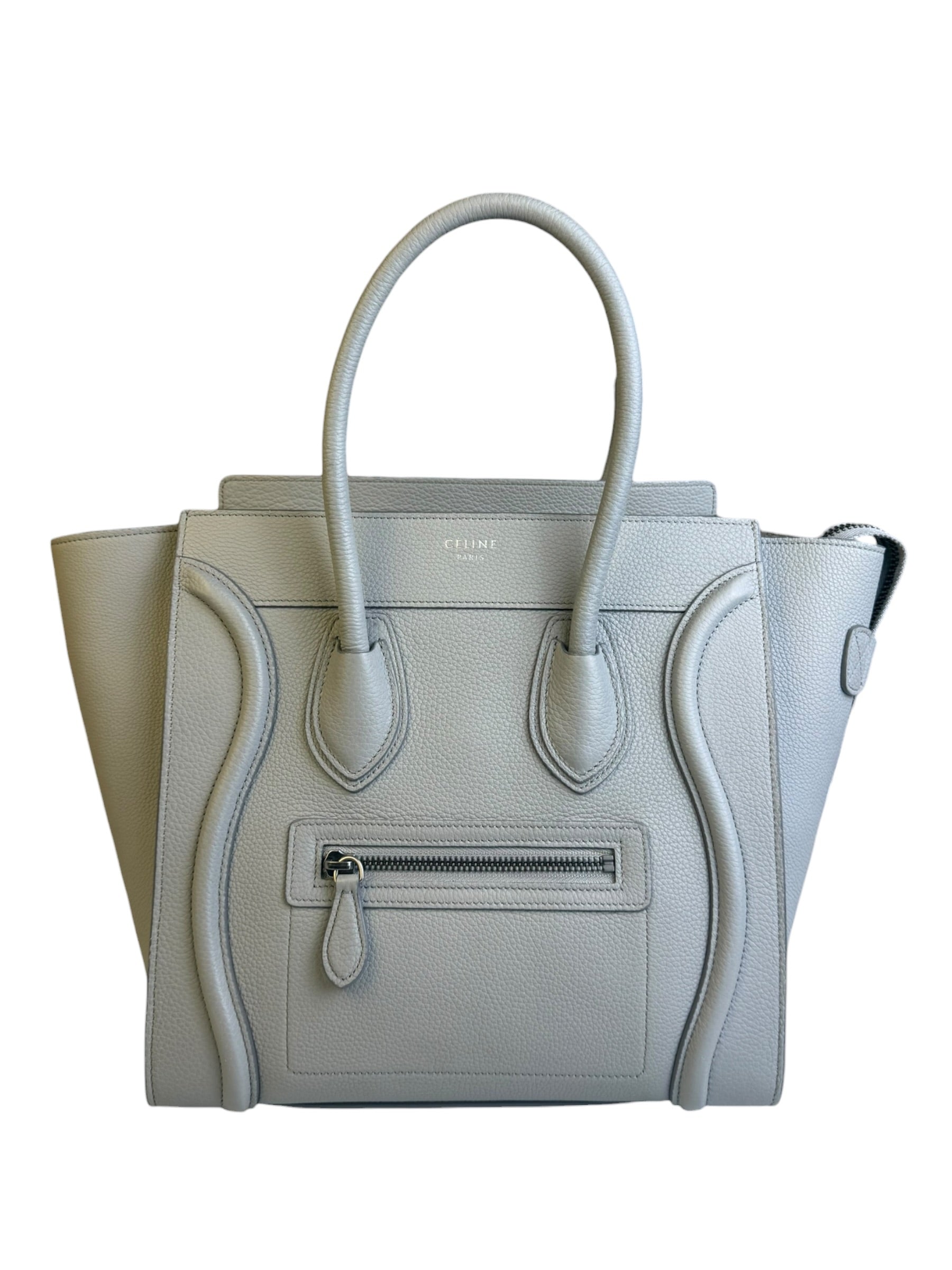 Celine Grey Pebbled Leather Luggage Micro Tote
