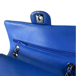 Chanel Shiny Blue Quilted Patent Leather Trim Double Flap Bag 2012
