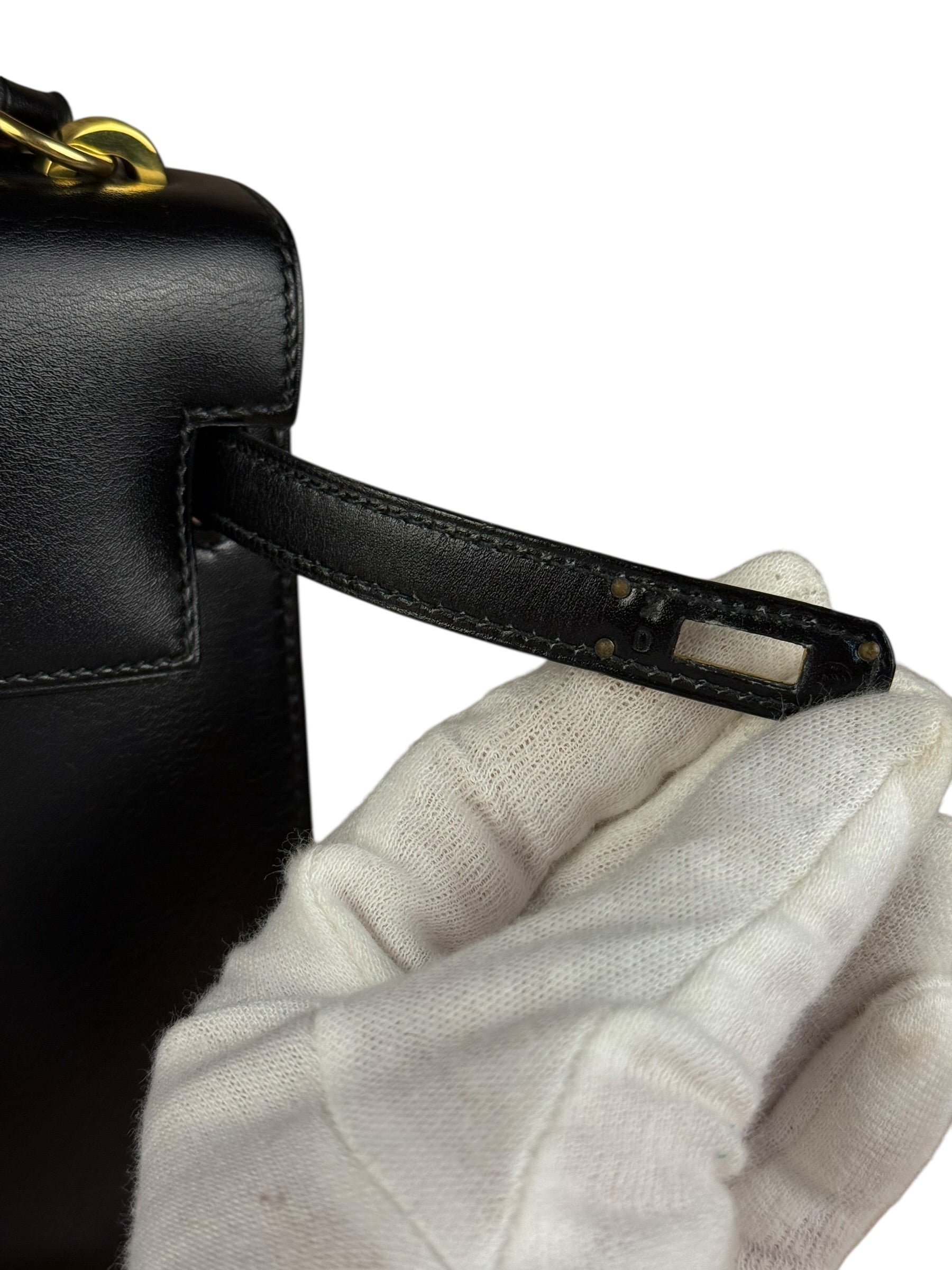 Hermes Black Mini Kelly 20 Box Calf 1991