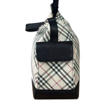 Burberry Black/Beige Saffiano Leather Trim Nova Check Hobo Bag