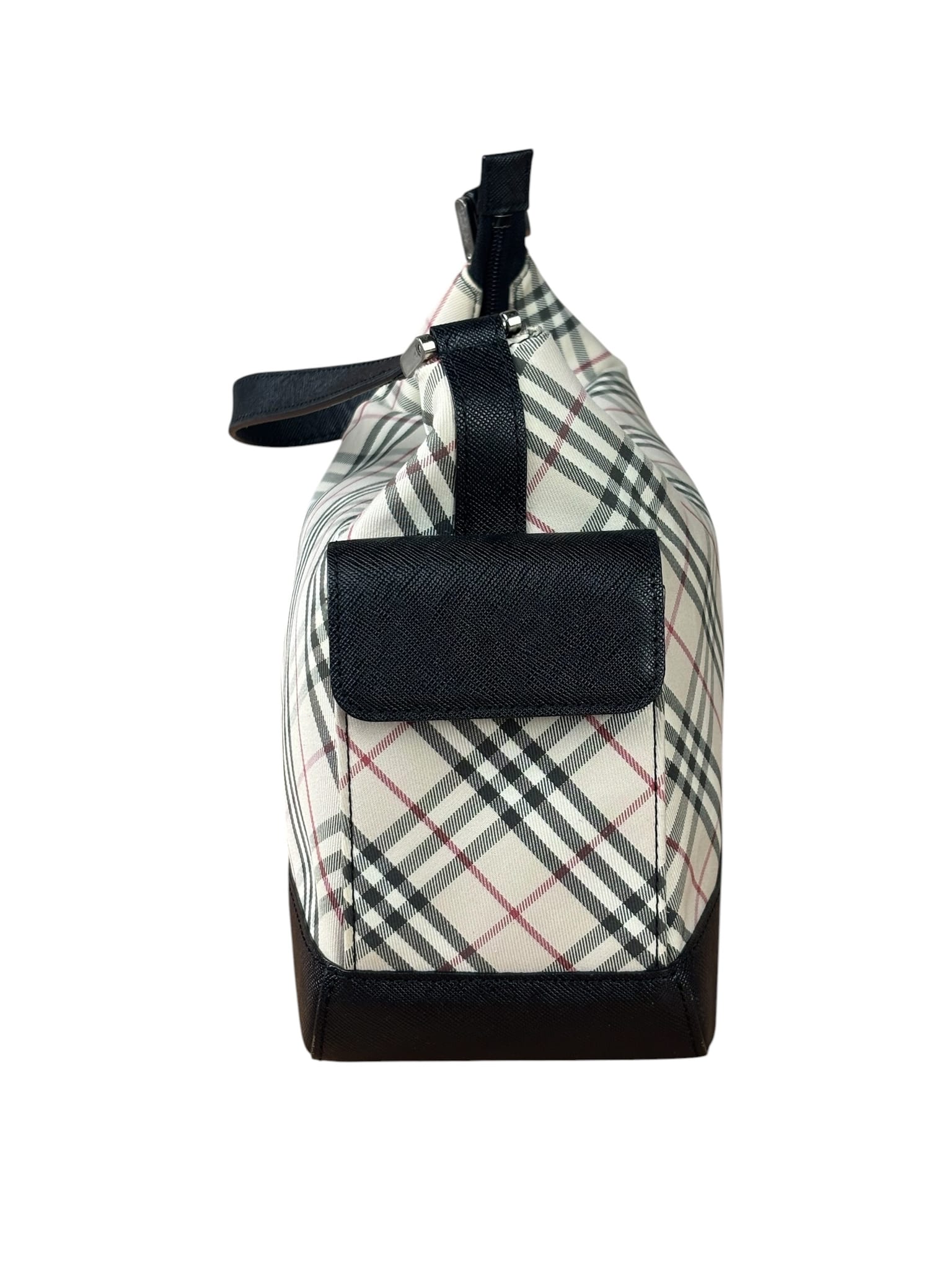 Burberry Black/Beige Saffiano Leather Trim Nova Check Hobo Bag