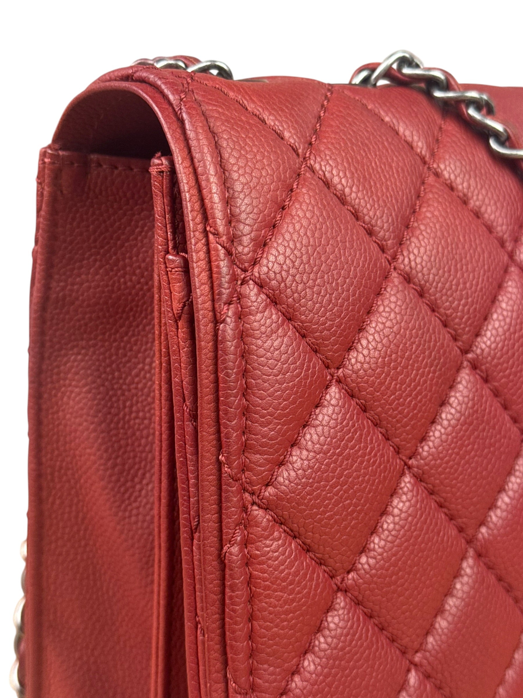 Chanel Red Caviar Leather Maxi Chain Flap Bag 2014