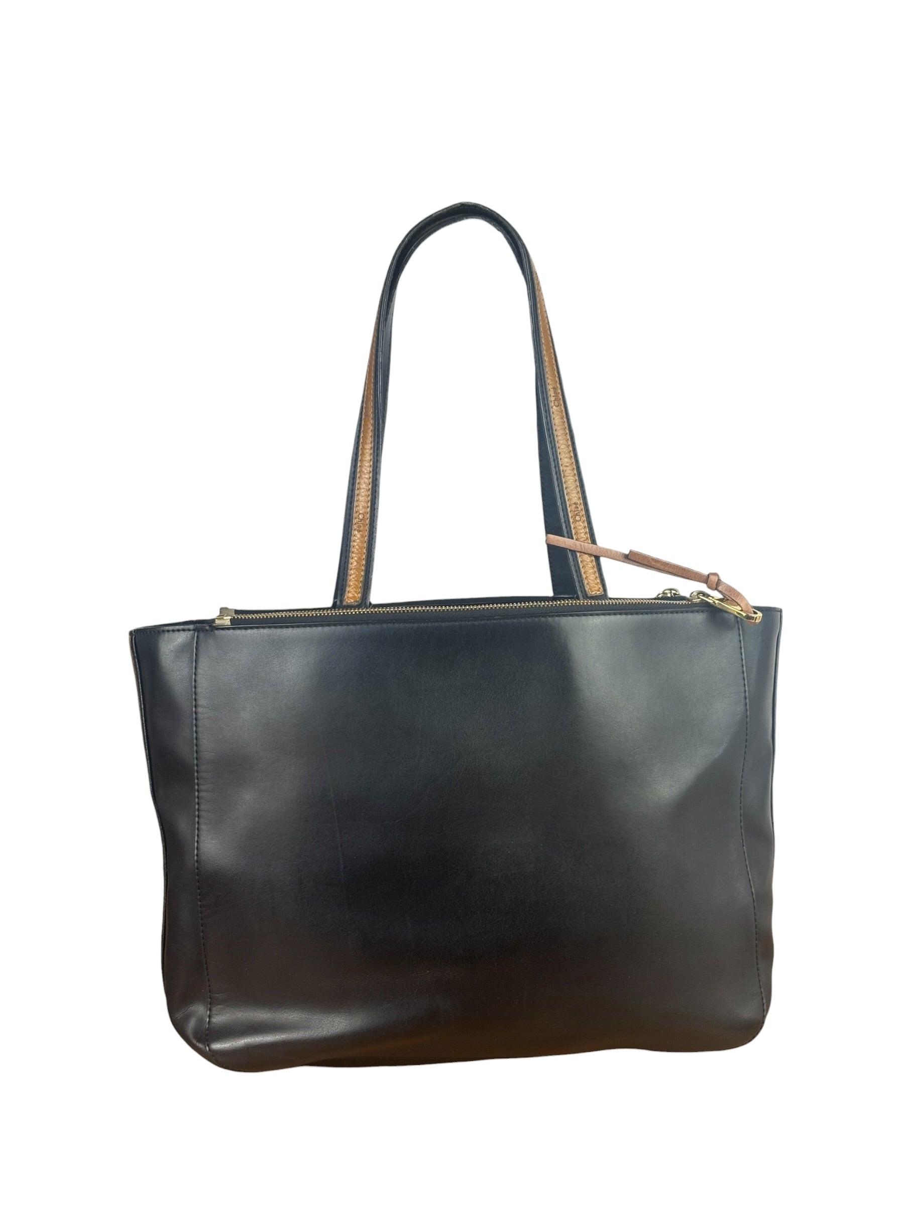 Chloe Black Leather Roy Large Zip Shoulder Bag