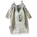 Balenciaga White Crocodile-Embossed Leather Two-Way Bag