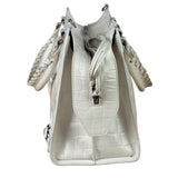 Balenciaga White Crocodile-Embossed Leather Two-Way Bag