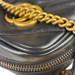 Gucci Black Leather Vertical Marmont Phone Crossbody Bag