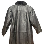 Vintage Black Leather Fur Lined Coat