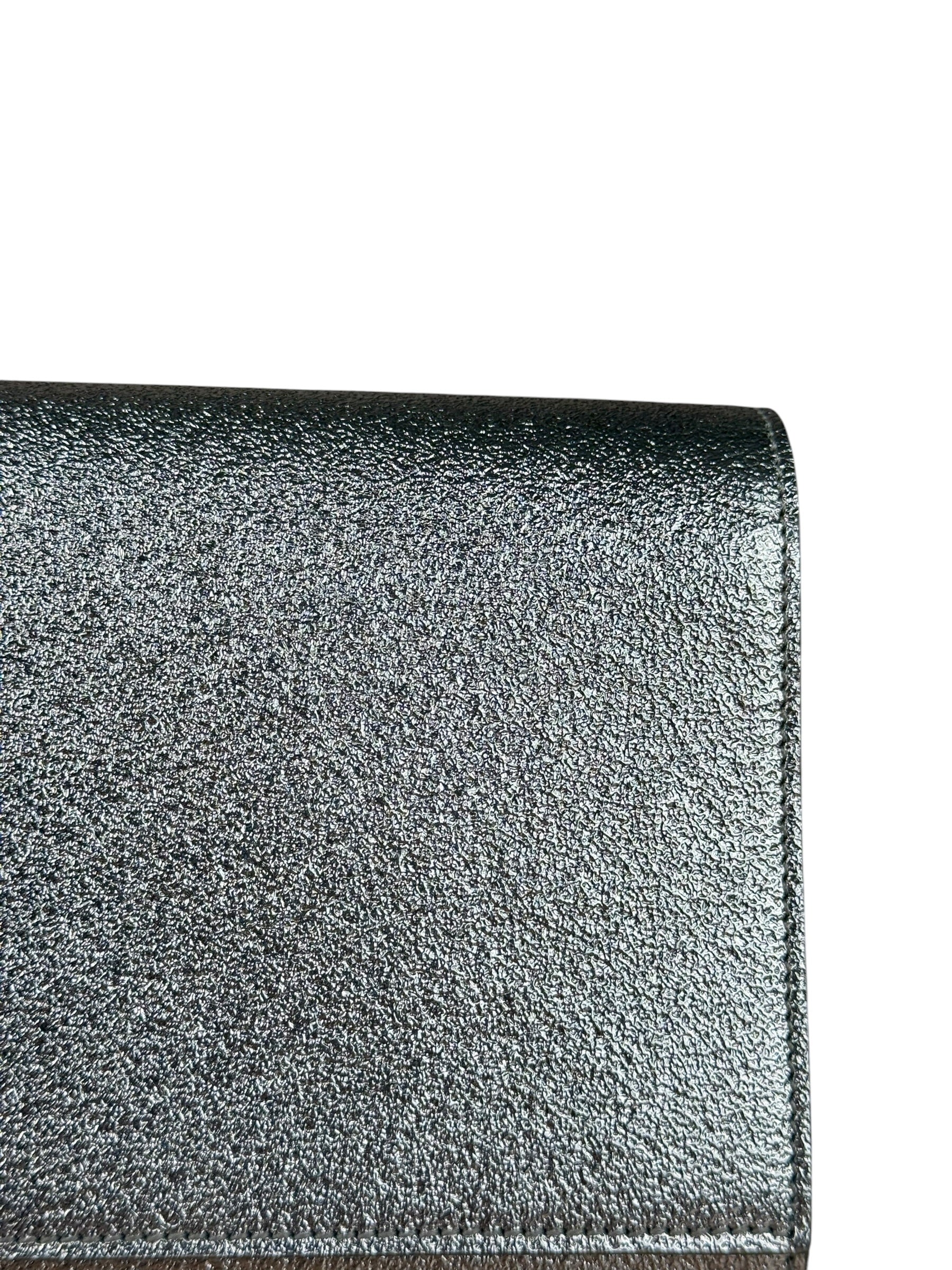Saint Laurent Textured Metallic YSL Kate Clutch Bag