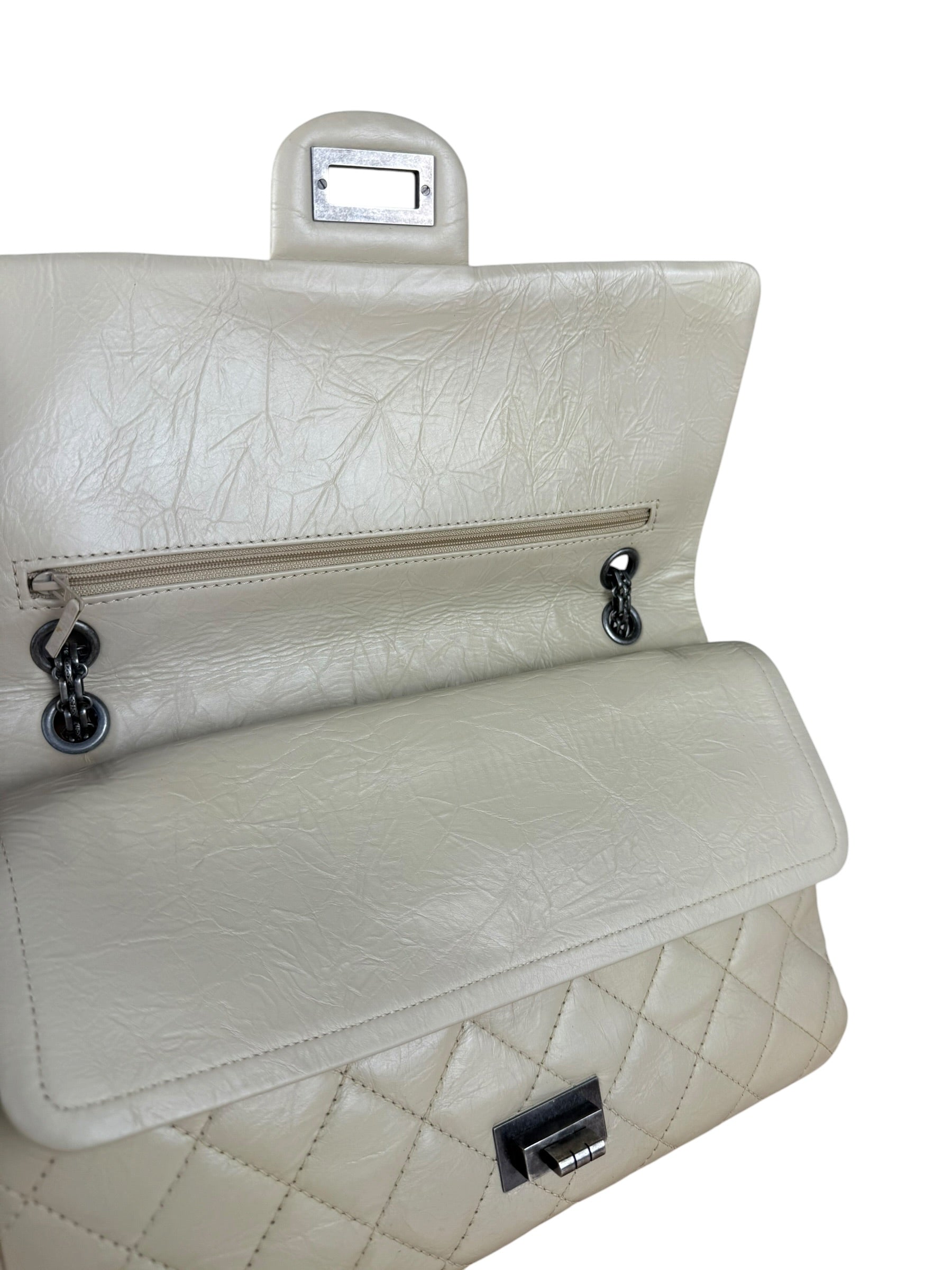 Chanel Aged Ivory Quilted Leather 2.55 Reissue Double Flap Bag 2009