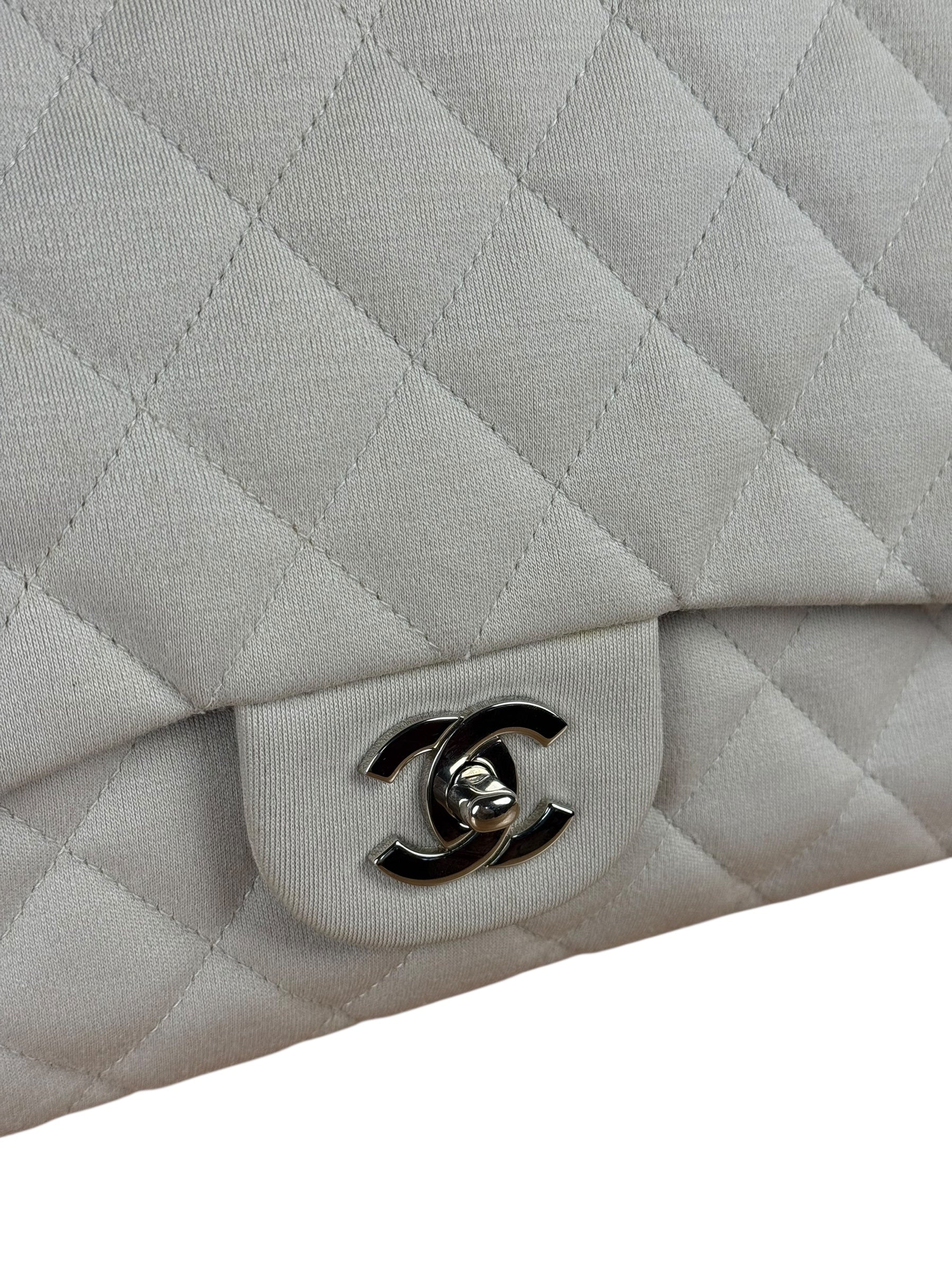 Chanel Grey Cotton M Classic Flap