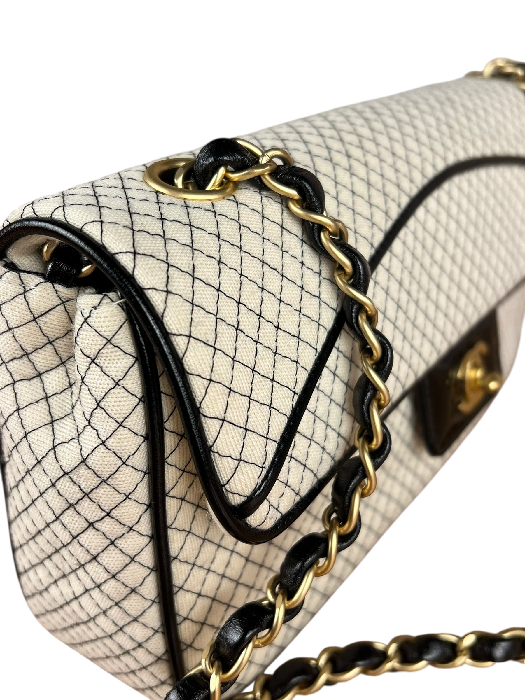 Chanel East West Beige Jersey Flap Bag 2002