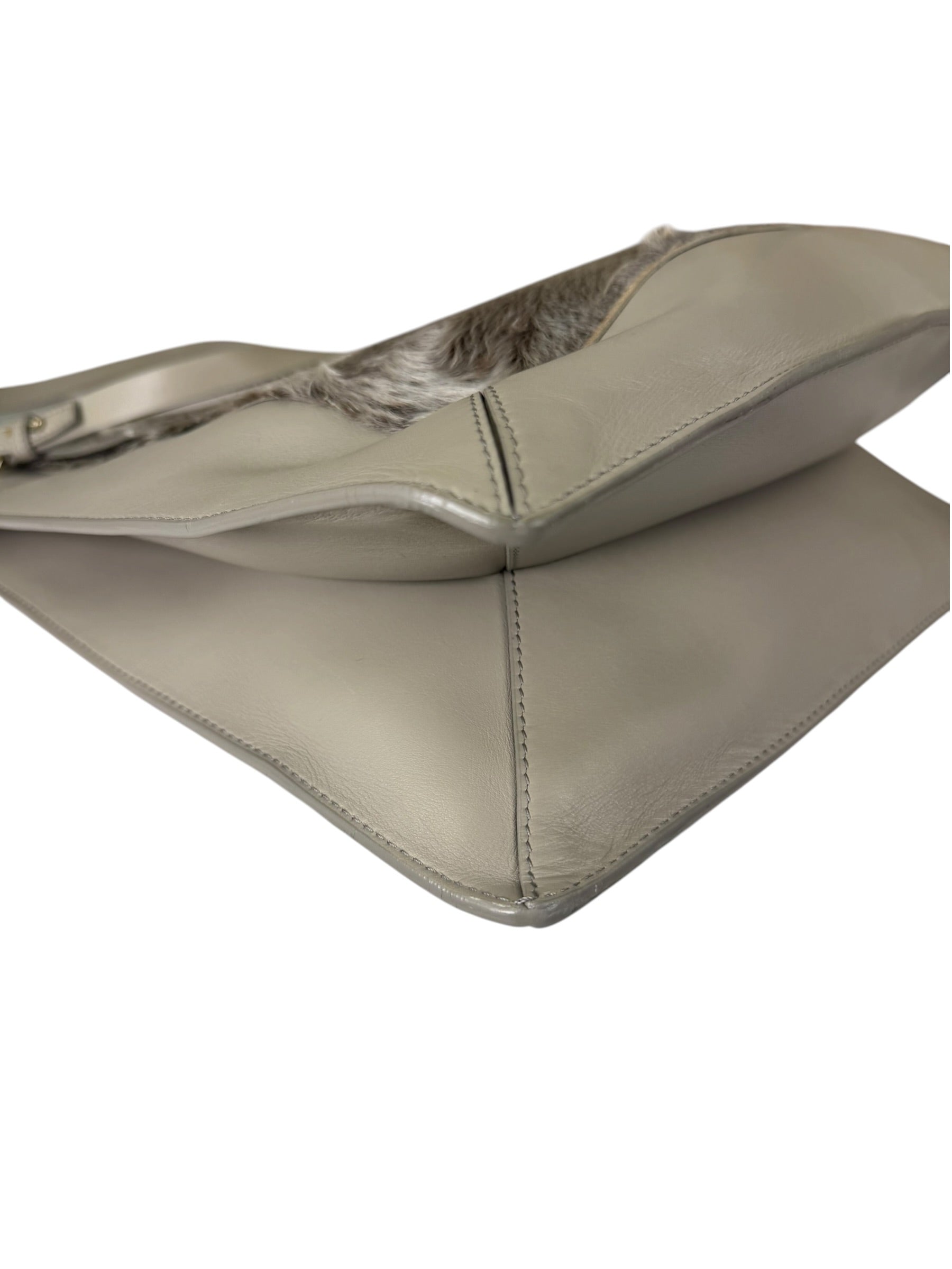 Jasonwu Grey Leather Lamb Fur Flap Tote