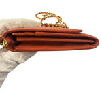 Prada Coral-Red Saffiano Leather Wallet On Chain