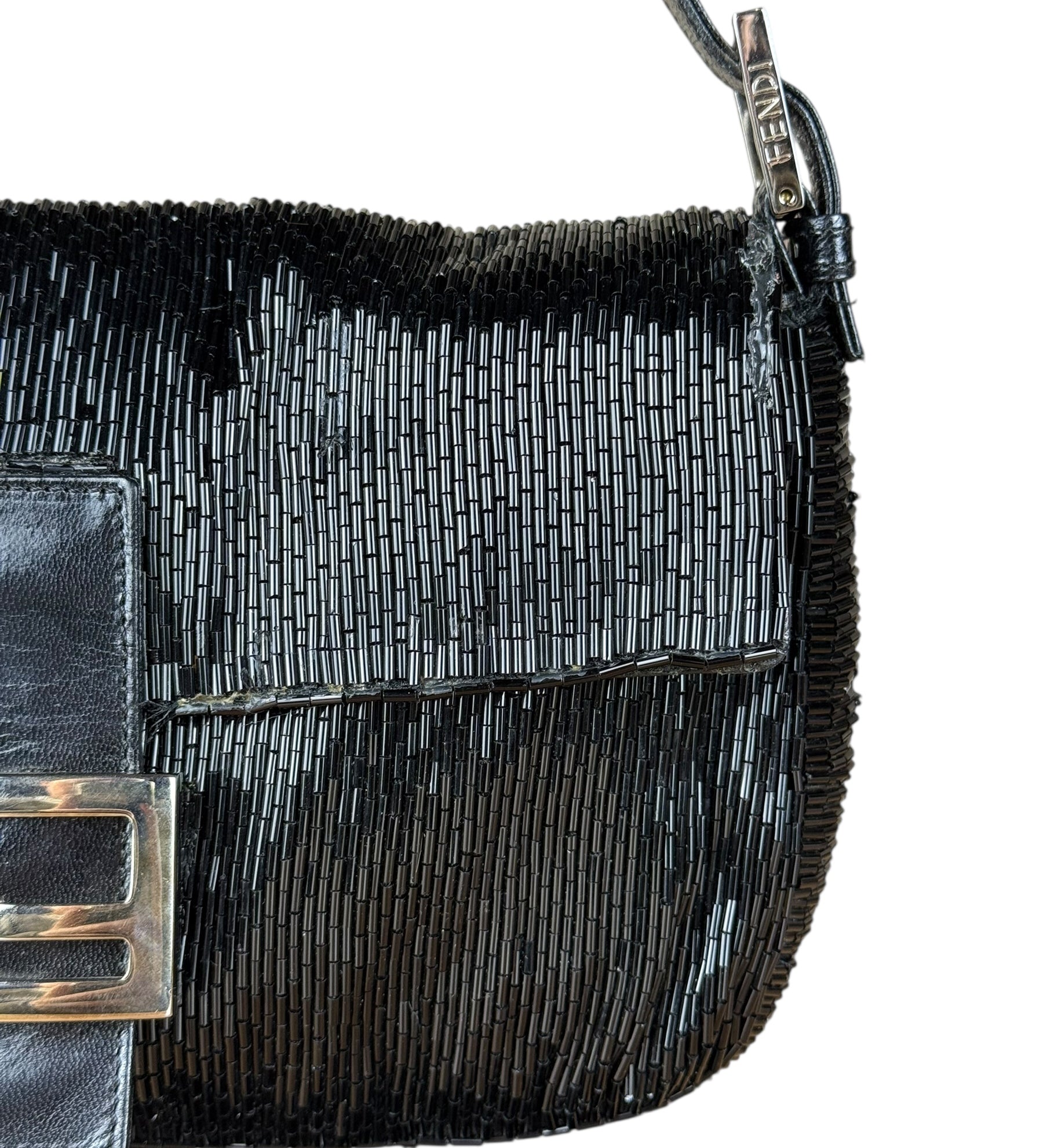 Fendi Vintage Black Beaded Baguette