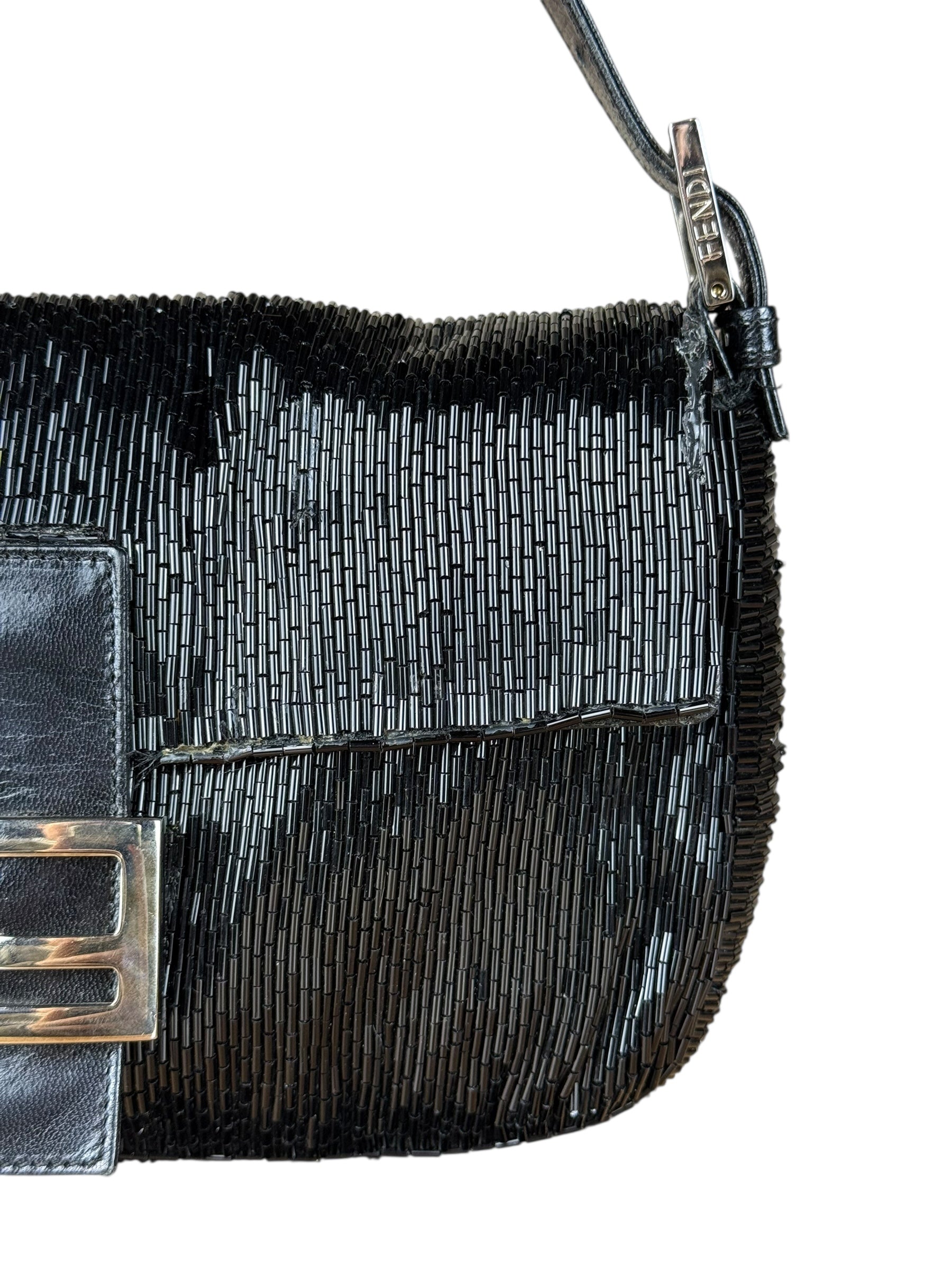 Fendi Beaded Baguette Black