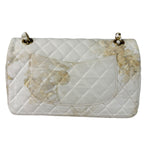 Chanel White Denim/Leather Trim Greek Collection Flower Double Flap Bag 2018